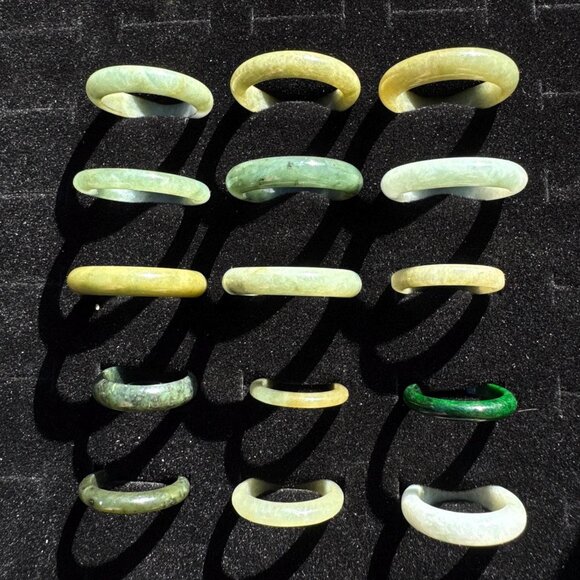 Lot of 15 Jade Rings - Jewelry Store Closeout Lot #9 - Picture 1 of 6